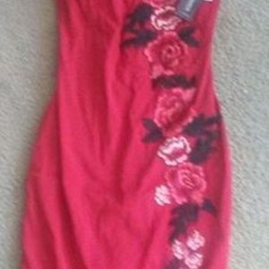 red colour floral dress size